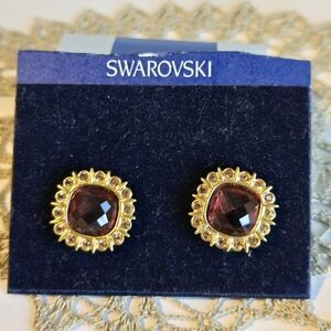 Swarovski Gold and Ambwr Vintage-Inspired Clip On Earrings